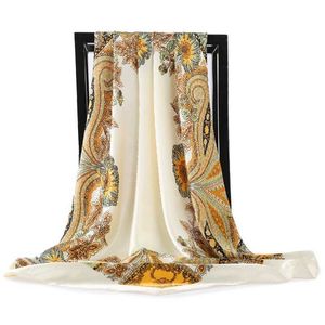 Bandanas Durag European en American Square SHLS seizoensgebonden mode zijden sjaals luxe stijl zonsondergang kerchief nieuw 90x90 cm hoofddeksel J240516