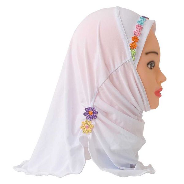 Bandanas Durag H041 est un foulard mignon adapté aux jeunes filles âgées de 2 à 5 ans avec de beaux foulards musulmans floraux et des chapeaux de foulard islamiques 240426