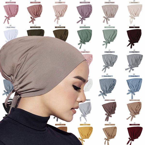 Bandanas Durag Jersey Doux Modal Musulman Turban Chapeau Intérieur Hijab Casquettes Islamique Underscarf Bonnet Inde Femme Headwrap Turbante Mujer 230909