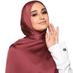 Bandanas Durag Luxe plaine Satin soie Hijab écharpe femmes grande taille châles musulman foulard enveloppes Turbans solide bandeaux Bandana Bufandas 230825