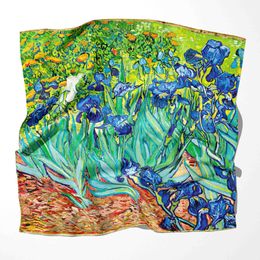 Bandanas Durag Luxury Brand Damesmodabele Oil Painting Scarf Plain Silk Shawl Summer Dames Bandanas Foulard HeadScarf 240426