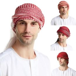 Bandana's Durag Herenhoofddoek voor moslim Arabisch Dubai Gebed Geruite Sjaal Hoofdband Wrap Tulband Kaffiyeh Vierkante Sjaals Midden-Oosten Hoofddeksels 55in 230927