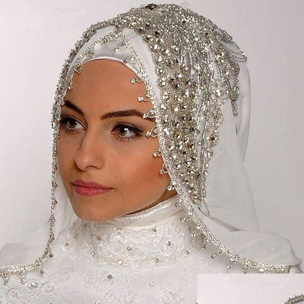 Bandanas durag musulmans longes longs hijab libelles perles de luxe cristal nuptial accessoires de mariage de mode sur mesure velos de drop de dhrd3