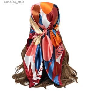 Bandanas Durag Foulards Soie Châle Satin Carré Foulard Pour Femmes Fleur Foulard Femelle Nouveau Bandeau Bandes De Cheveux Imprimer Foulard Hijab Wraps Bandana 2024 Y240325