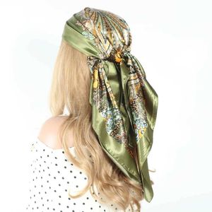 Bandanas Durag Silk Scarf Luxe 90x90 Haar sjaal dames zomer foulard dames satin pareo kerchief square sjaal bandana cheveux j240516