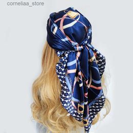 Bandana's Durag Zijden Sjaals Dames Luxe Merk Zomer Modeontwerper Hoofd/Haar Sjaal 90*90cm Hijab Bandana Cheveux Femme 90X90CM Y240325