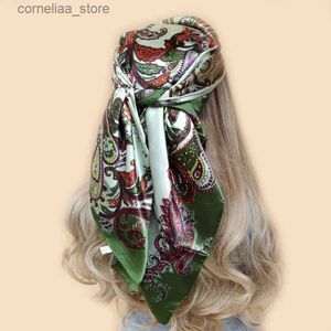 Bandana's Durag Zijden Sjaals Dames Luxe Merk Zomer Modeontwerper Hoofd/Haar Sjaal 90*90cm Hijab Bandana Cheveux Foulard Femme 90X90CM Y240325