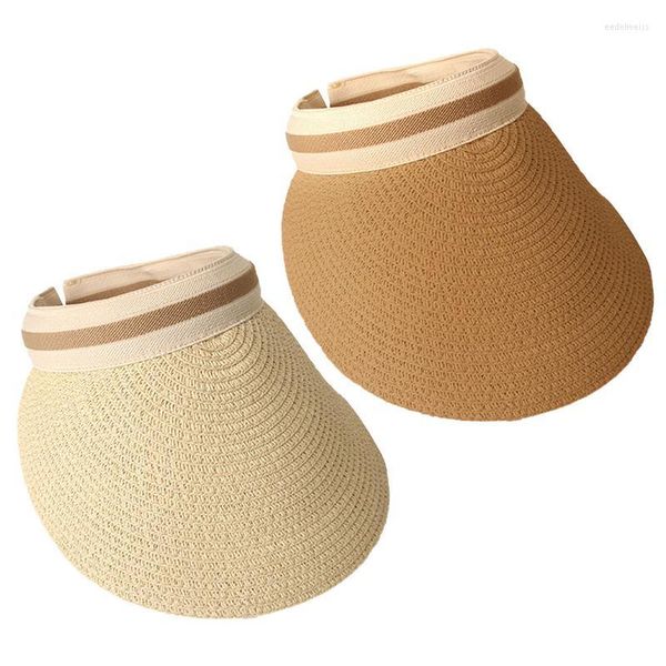 Pañuelos Durag, Top vacío de verano, SunPortable, plegable, cinta mágica, sombrero de playa enrollable, ala ancha, viseras de paja informales a la moda para el sol para mujer