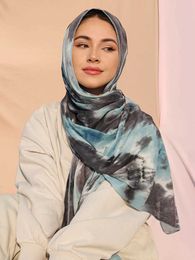 Bandanas Durag Tie Dye Jersey Headscarf Dames Gedrukte katoen Islamitische hoofddoek Elastische hoofddoek Moslim dameshoofdscarf Grote Ramadan Scarf 240426