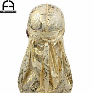 Bandanas Durag Unisexe Imprimé Floral Hommes Femmes Soie Durag Été Respirant Longue Queue Bandanas Chapeau Do Du Rags Couverture De Cheveux Waves Cap 230609