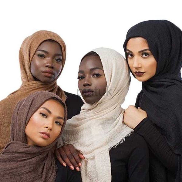 Bandanas Durag prix de gros 70*180 cm femmes musulmanes froissé hijab écharpe femme musulman doux coton foulard islamique hijab châles et enveloppes zln240223