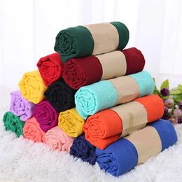 Bandanas Durag para mujer algodón y lino bufandas chales pañuelos de la cabeza musulmanes lámparas largas bufandas sólidas de color sólido