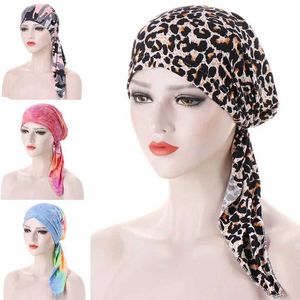 Bandanas durag dames elastische katoen moslimhoofdscarves kanker chemotherapie hoeden bloemenprint headscarves haarverlies headscarves 240426