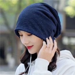 Bandanas Durag dames zomer zilveren stip ademende zon hoed veer en herfst winddichte warme zwangerschapshoed multi -functionele hoofddeksel 240426