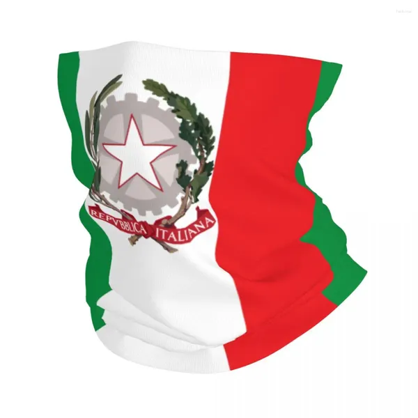 Bandanas Emblem of Italie Neck Gaiter Men Femmes UV Face Shield Hiver Italian Flag Bandana Scarf pour la randonnée