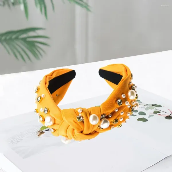 Bandanas bordadas, diadema elegante adornada, aro para el cabello, perlas de imitación a la moda, decoración de diamantes de imitación para novias, accesorios