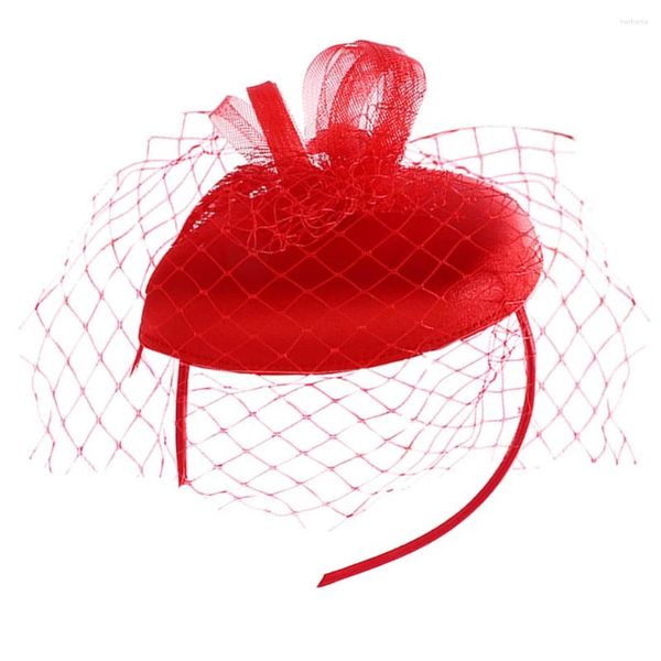 Bandanas fascinateurs chapeau Tea Party chapeaux béret Cocktail coiffure casque accessoire de cheveux (rouge)