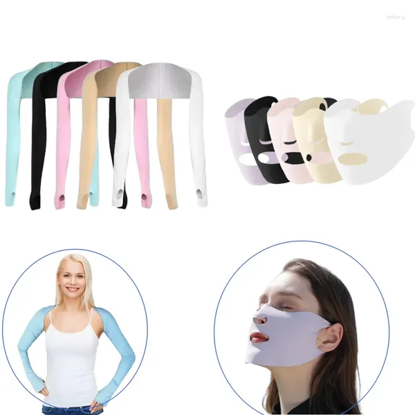 Bandanas Moda Mangas de brazo y máscara para mujer Mantón Guantes de puño Golf al aire libre Montar Seda Sol Protección UV Cubierta de mano Enfriamiento