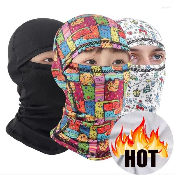 Bandanas Mode Balaclava Chapeau pour Parent Enfant Dessin animé Couverture complète Casquette de Ski avec Peluche extérieure Coupe-Vent Chaud randonnée écharpes Casquettes