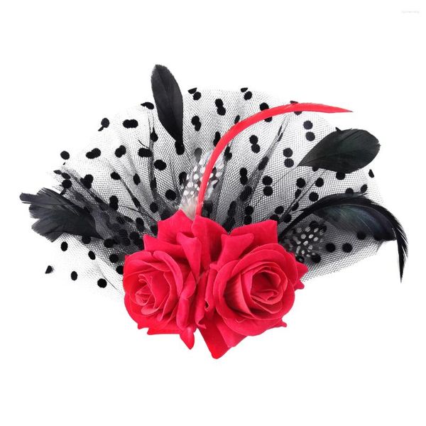 Bandanas Mode Miss Accessoires De Cheveux De Mariage Femmes Rouge Rose Chapeaux Fleur Points Clips