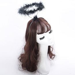 Bandanas, diadema de plumas para mujer, Halo esponjoso, Ángel, Hada suave, vestido elegante, diadema cómoda para fiesta, accesorios para el cabello para Cosplay