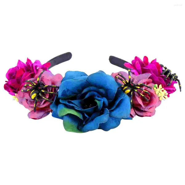 Bandanas accessoires pour cheveux à fleurs Halloween araignée Rose bandeau coiffure guirlande fleur violette Miss jour des morts