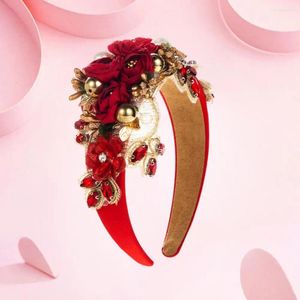 Bandanas Flower Faux Pearl Bandeau Vintage Luxury Luxury Femme Hoop With Fake Rhinestone Decor Colorful Anti-Slip