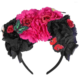 Bandanas Flower Hoofdbandhalloween Floral Headpiece Rose Hair Hoop Deadheadwear Hoofddressday The Women Headbandsmexican Festival Fashion