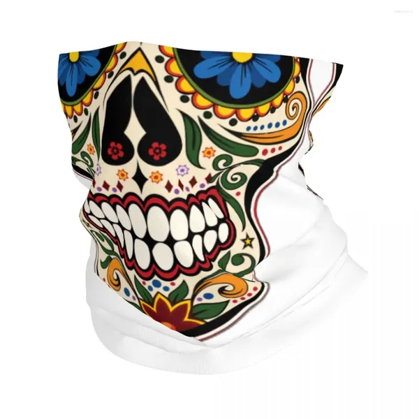 Bandanas Gótico Día de los Muertos Rosa Azúcar Calavera Bandana Invierno Cuello Calentador Hombres Envoltura a prueba de viento Bufanda facial para esquí Polaina Diadema