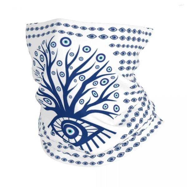 Bandanas Mal de ojo griego Mati Mataki Matiasma Bandana Calentador de cuello Mujeres Hombres Invierno Senderismo Bufanda de esquí Polaina Árbol místico de la vida Cubierta facial