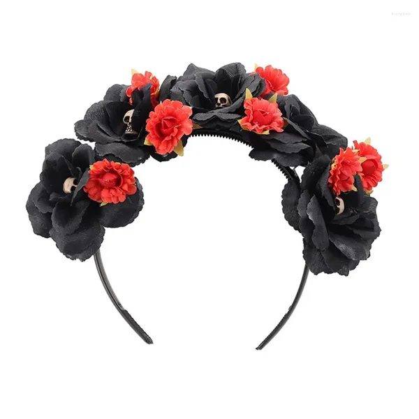 Bandanas Diadema de Halloween Tocado de flores Tiara negra Tocado Scrunchies Aro para el cabello Gorros de Navidad