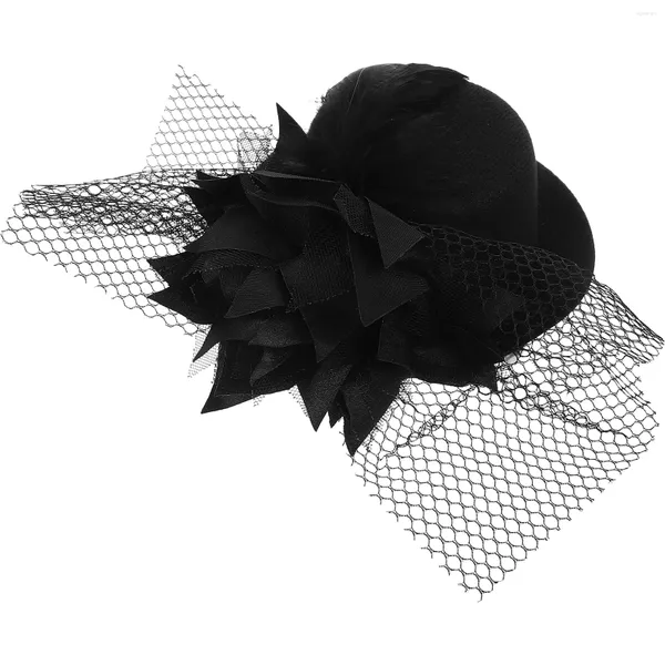 Bandanas Hat Fascinator Headband Dadem Small Black Veil PeinCals para la fiesta del té