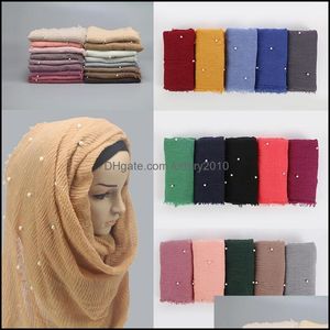 Bandanas hoeden, sjaals handschoenen mode Aessoiresm Mism etnische overmaatse moslim crinkle hijab hoofd sjaal vrouwen solide bubble katoenen sjaals en