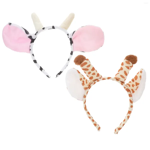 Bandanas Bandeau Animal Girafe Vache Cheveux Bandeaux Cosplay Hoop Oreilles Oreille Partie Bandeau Costume Coiffure Anniversaire Enfants Hornheadwear