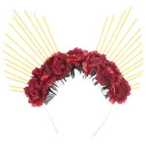 Bandanas hoofdbandparty Hair Headpiece Goddess Mary Po Propcosplay Rose Decor Band Kostuum Uniek Lady Flower Festival Spiked Zip Tie