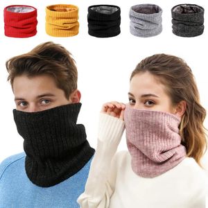 Bandanas gebreide sjaal winter warme snood sjaals massieve dikke wollen bont nek warmer unisex mannen sjaals ring vrouwelijke pullover