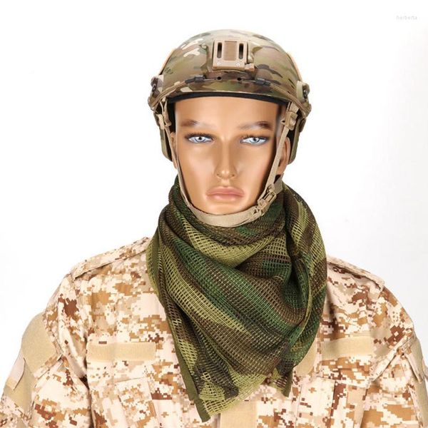 Bandanas grande écharpe tactique militaire Camouflage maille cou KeffIyeh Camping en plein air chasse Sniper visage voile tête enveloppement