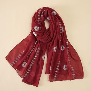 Bandanas Linen Broidered Cotton Scarf et femmes Fashion Fashion Soulmate Long Soulmate Siclages Sheer