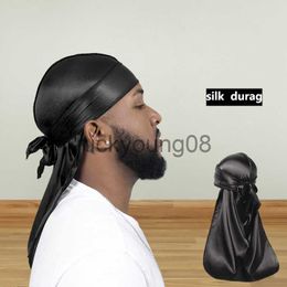 Pañuelos de cola larga Unisex Adulto Satin Doo Rag Durag Pañuelos Gorra Pirata Sombrero Turbante Hombres Hip Hop Diadema Biker Headwrap Mujeres Headwear x0628