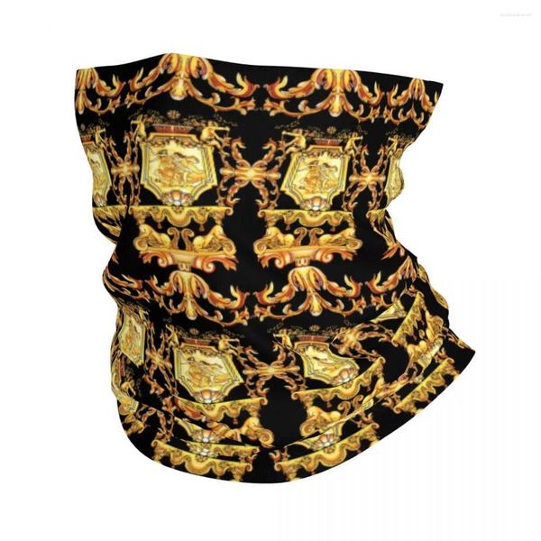 Bandanas Luxe doré baroque Floral Bandana cou guêtre Protection UV visage écharpe couverture européen victorien Art bandeau Tube cagoule