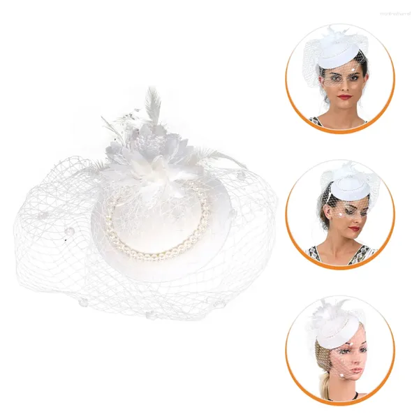 Bandanas Mesh Pearl Hat Women Headress Fascinator Bandband Chapeaux Fascinateurs pour les couches de banquet de thé a un casque de mariage à la mariée