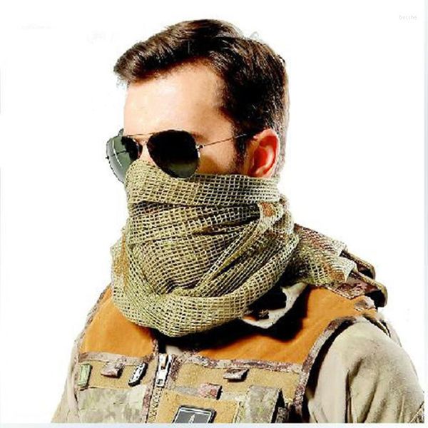 Bandanas militaire tactique écharpe Camouflage maille cou Sniper visage voile Shemagh tête enveloppement pour Camping en plein air chasse
