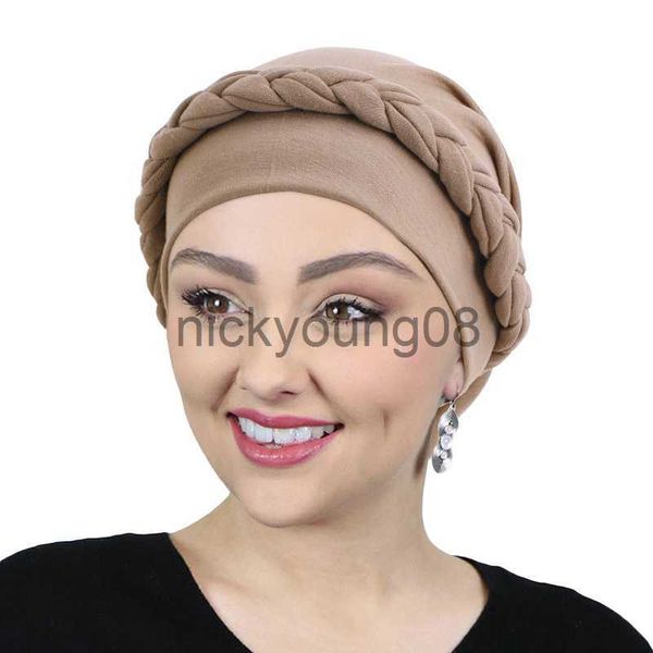 Bandane musulmano intrecciato turbante copricapo per donna stile bohémien foulard elastico hijab avvolge la testa Hijab Femme Musulman Bandana x0628