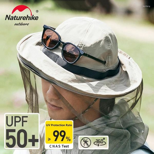 Bandanas Naturehike 2023 Gorra de cubo Ala ancha Repelente de mosquitos al aire libre Protector solar Sombrero de pescador transpirable Montañismo Sombreros para acampar