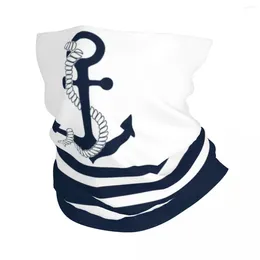 Bandanas Ancres bleues nautiques avec bandeau d'hiver blanc Cou Ski Chasse Tube Écharpe Voile Marin Visage Bandana Guêtre