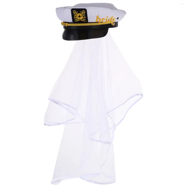 Pañuelos Navy Hatband Velo Nupcial Accesorio para el cabello Piezas para la cabeza de la boda Novias Mujeres Capitán Tocados Playa Marinero