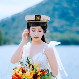 Pañuelos Navy Hatband Velo Wedding Headpiece Mujeres Marinero Nupcial Accesorio para el cabello Capitán Juegos de rol Trajes