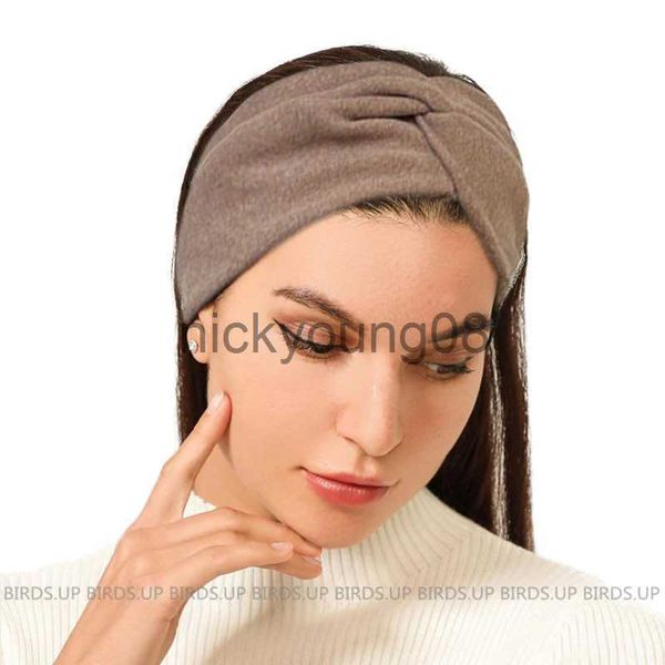 Bandanas Nouveau Cachemire Croix Large Bandeaux Hiver Oreille Chaud Doux Élastique Headwrap Turban pour Femmes Solide Bandana Écharpe Cheveux Accessoires x0628