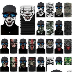 Bandanas En Plein Air Cyclisme Écharpe Magique Bandana Squelette Masque Joker Drapeau Sport Bandeau Pour Ski Moto Pêche Drop Delivery F Dhlgn