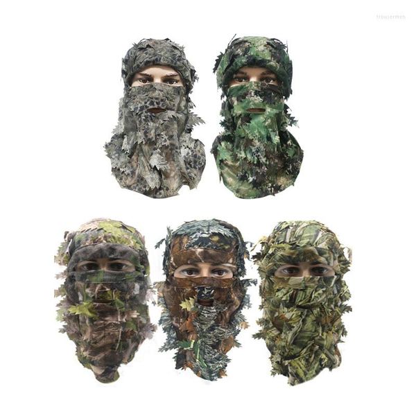 Pañuelos al aire libre caza hombres 3D camuflaje pasamontañas sombrero cara completa máscara capucha tapa sombreros Bandana cuello polaina